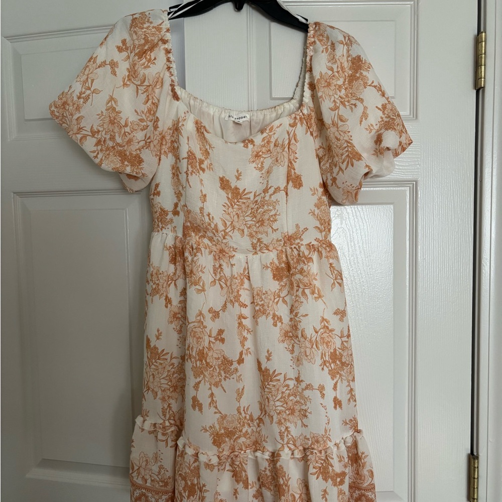 Blu Pepper Cream and Orange Floral Dress